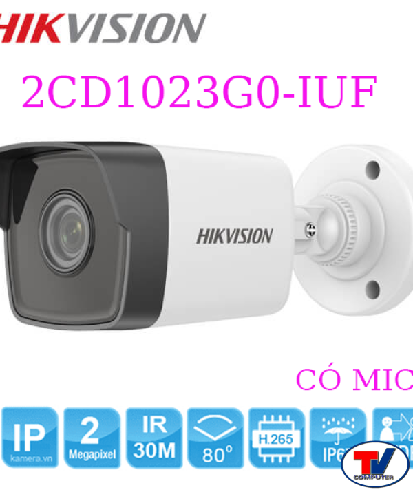Camera IP thân trụ 2MP HIKVISION DS-2CD1023G0-IUF