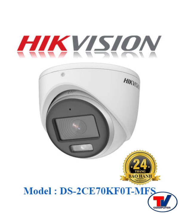 CAMERA HIKVISION HDTV ColorVu 5MP DS-2CE70KF0T-MFS BAN ĐÊM CÓ MÀU CHÍNH HÃNG