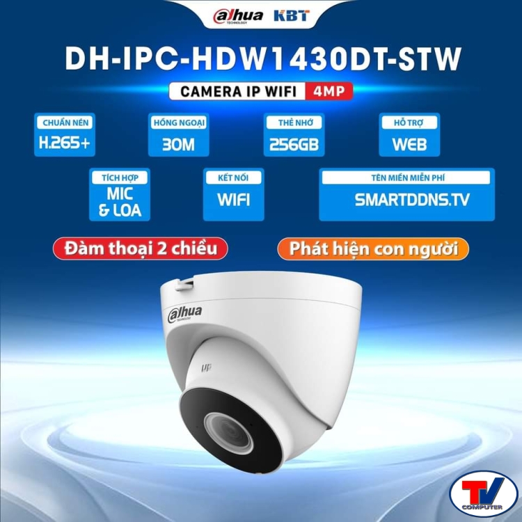 CAMERA IP DAHUA DUM 4MP - IPC-HDW1430DT-STW
