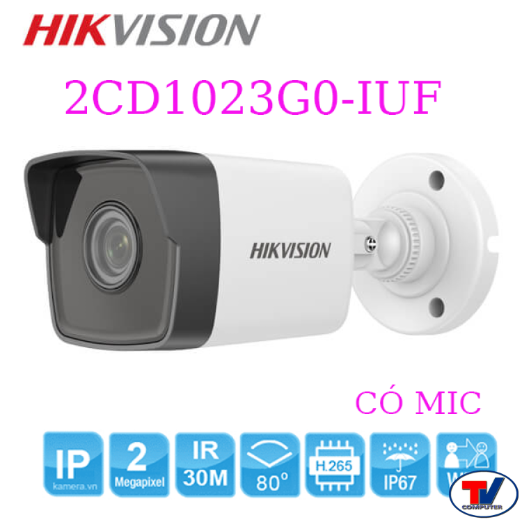 Camera IP thân trụ 2MP HIKVISION DS-2CD1023G0-IUF
