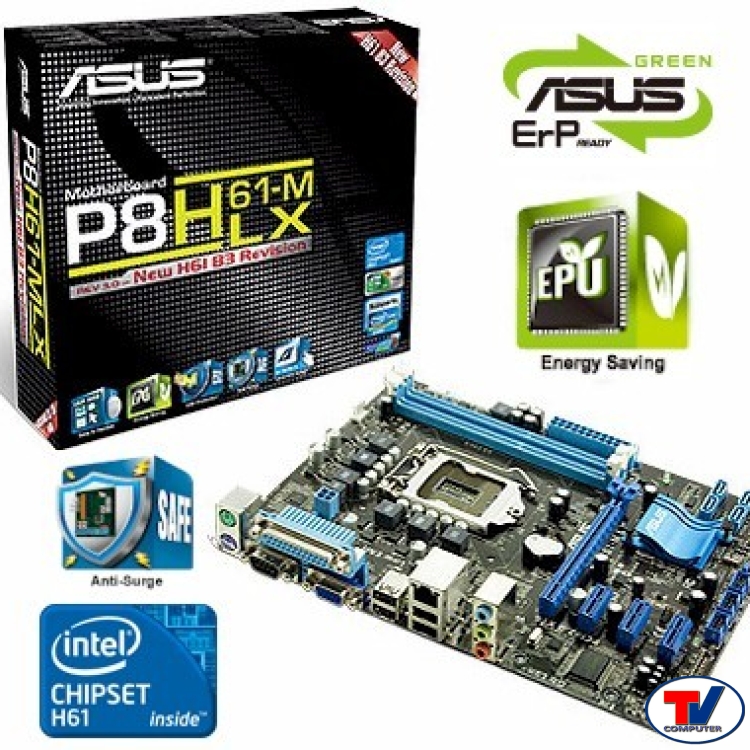Mainboard Asus P8H61-MLX Box Ram 3 Chính Hãng